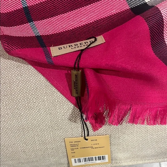 Burberry Fuchsia and Black Plaid Scarf - Picture 8 of 8